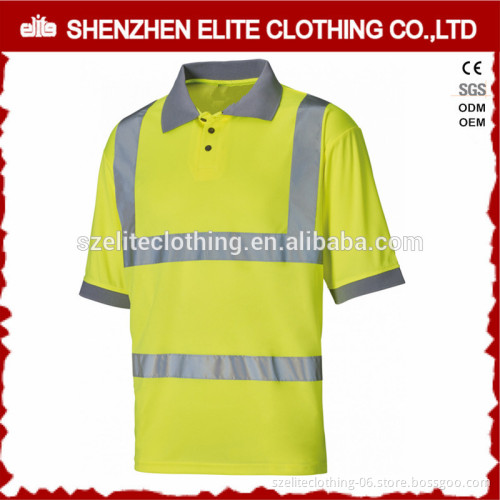 Fluorescent Reflective Mens Safety Industrial Work Polo Shirts